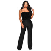 Jumpsuit mit Hosenträgern und Pailletten